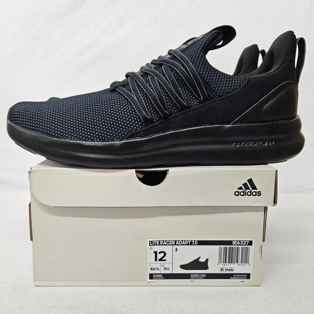 Adidas lite Racer Adapt 7.0 Running Shoes IE6327 Core Black Men's Size 12